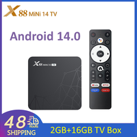 X88 Mini 14 TV Box Android 14 RK3518 Quad Core 2GB RAM 16GB ROM 4K LAN 100M Wifi6 BT 5.0 Voice Remote Media Player Set Top Box