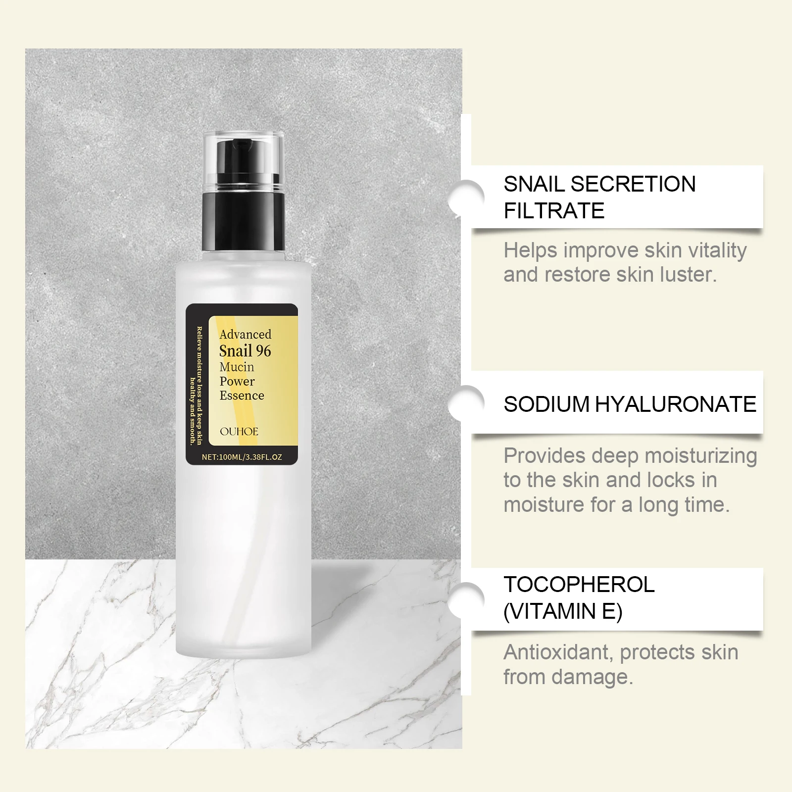 Eau d'essence hydratante à la  - Snail Mucin Essence avis et prix