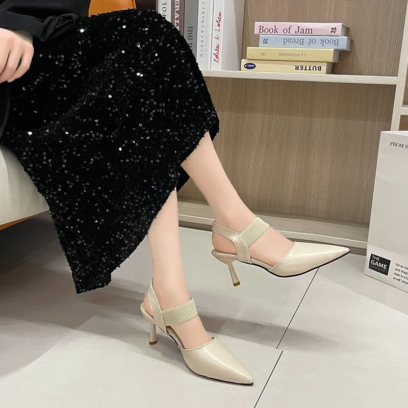 Brand Designer Slingbacks High Heels Pumps Women Pointed Toe Party Shoes for Woman 2024 Summer Thin Heeled Shoes Ladies Zapatos