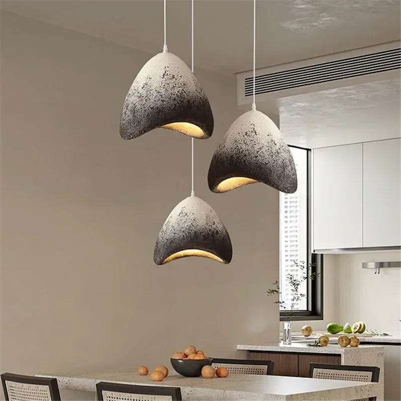 

Mid Century Wabi Sabi Resin Pendant Lamp Hanging Lving Room Hallway Restaurants Kitchen Island Indoor LED Suspension Lighting