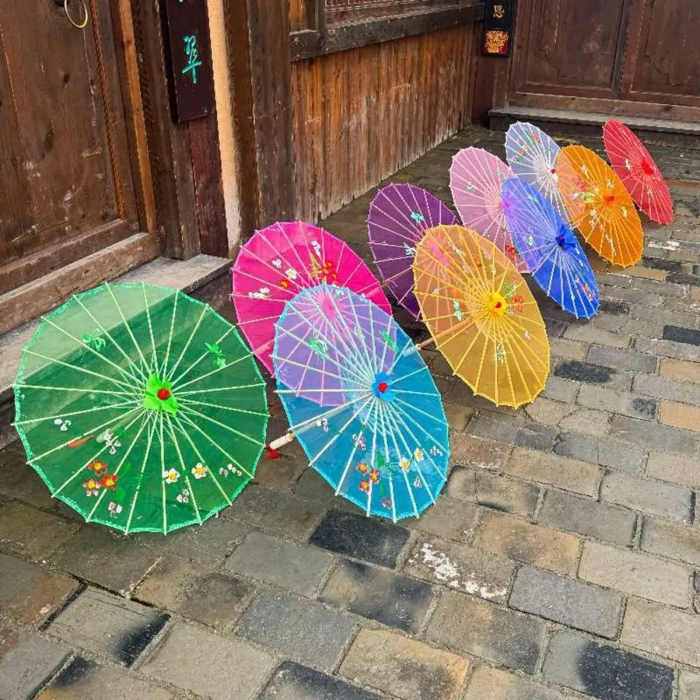 Chinese Antique Style Oiled Paper Umbrella Silk 10 Colors Kids Decorative Umbrella Decorate Umbrella Bridesmaids Party Scenery