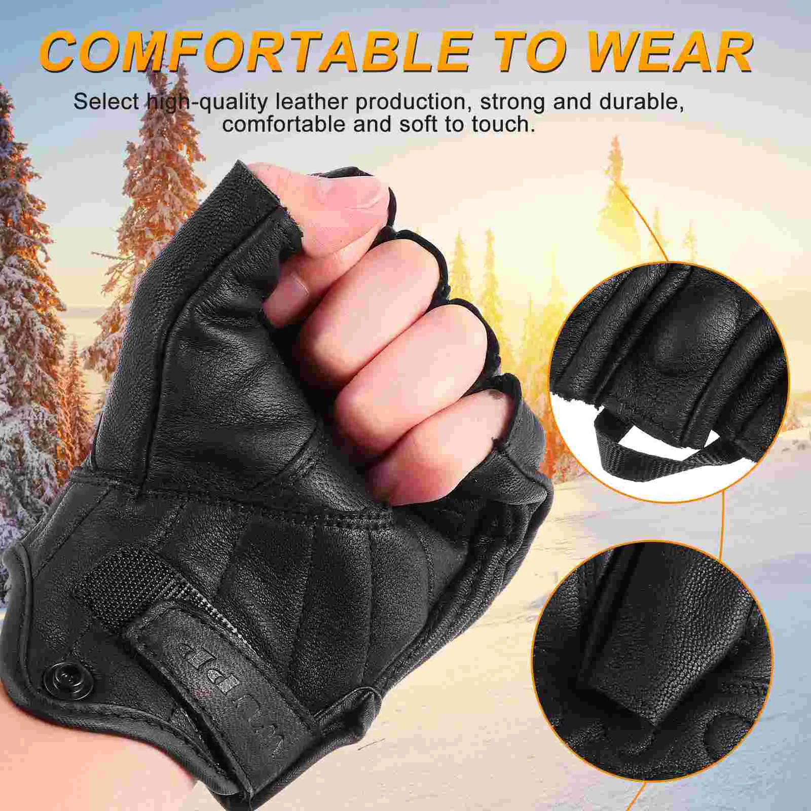 Ridding Gloves Collision Reducing Motorbike Riding Fingerless Cycling Racing Sheepskin for Motorcycle Half Windproof