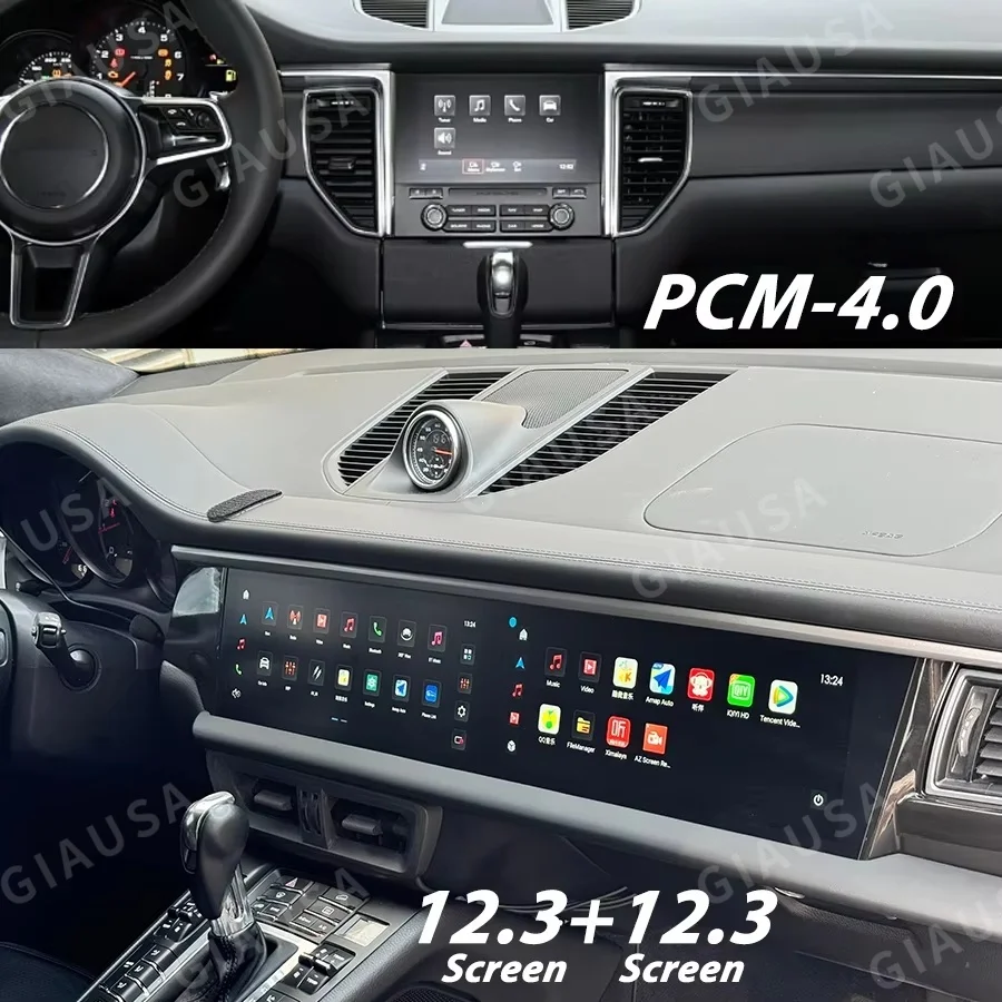 12.3 inch Dual Android Screen For Porsche Macan 2011-2017 Carplay 8G+256GB 2din Car GPS Multimedia Video Player Radio Head Unit