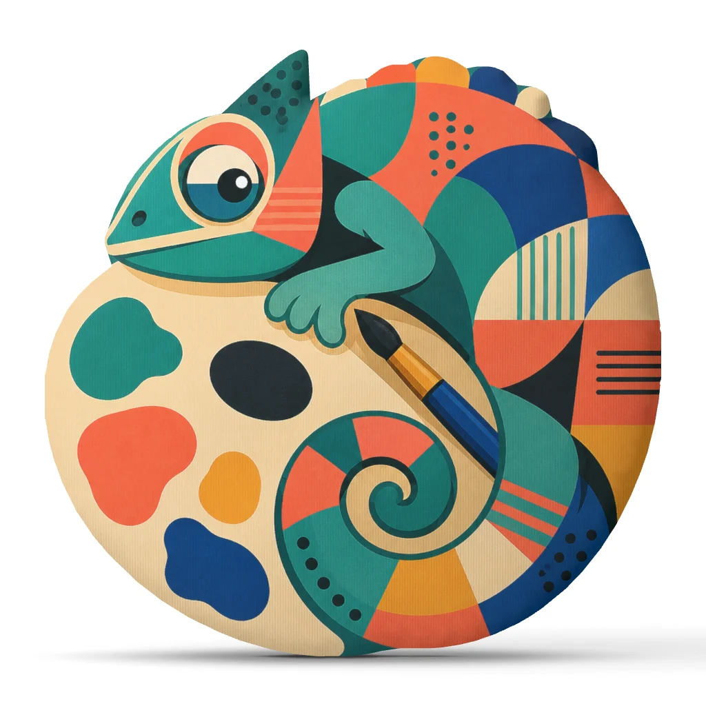 Artist Chameleon Plush Pillow Colorful Paint Palette Cushion Geometric Throw Pillow Stuffed Modern Home Decor Art Lover Gift