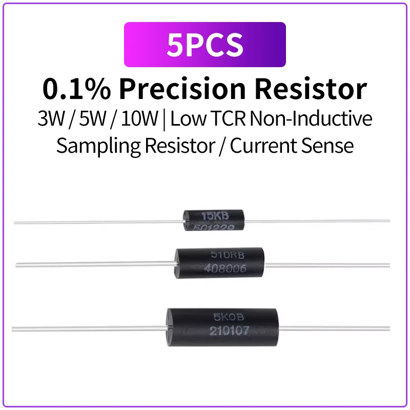 5PCS BWL High Precision Resistor 3W 5W 10W 0.1% Low TCR Non Inductive Low Resistance Sampling Resistor
