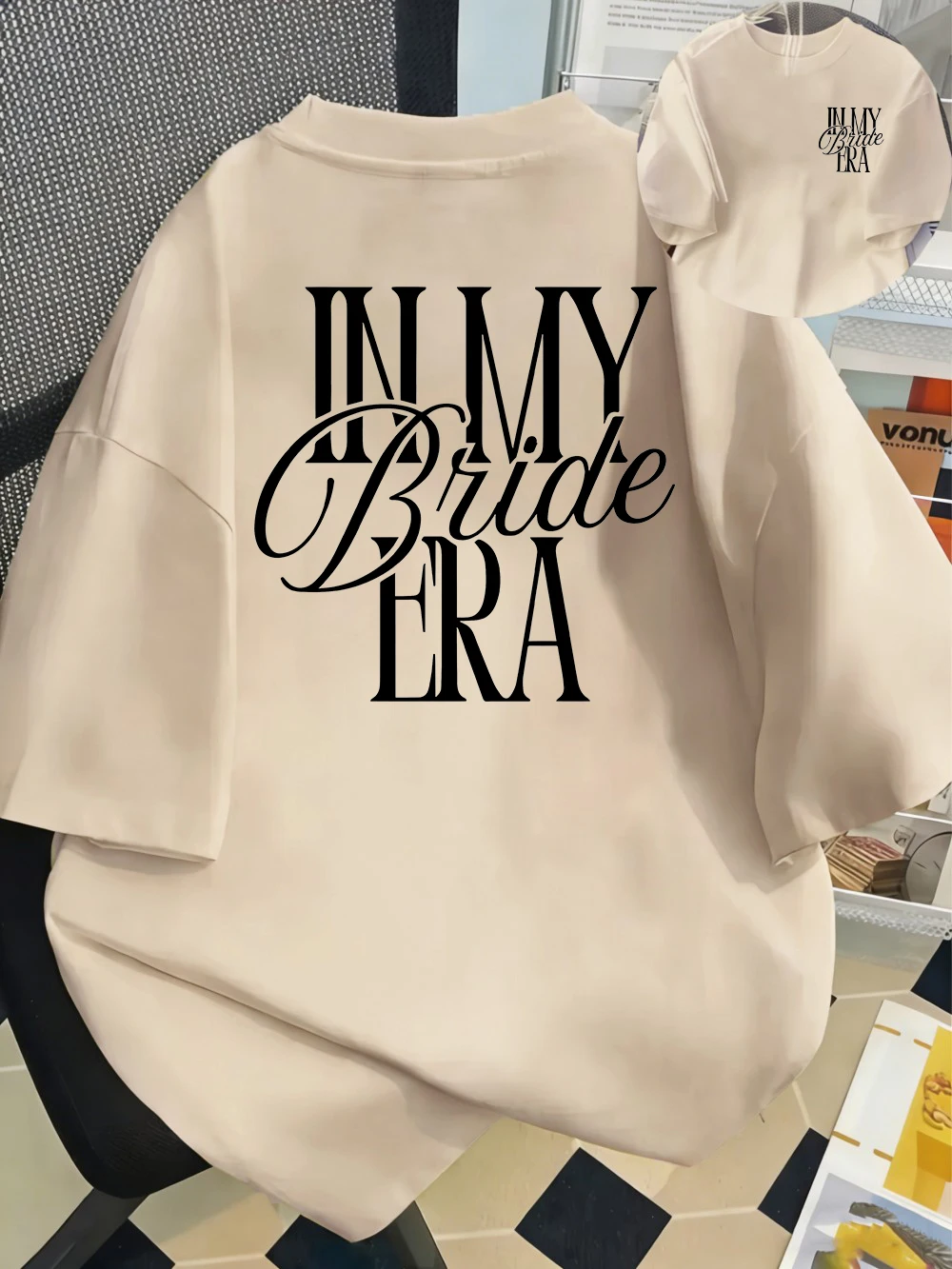 In My Bride ERA bedruckte Baumwoll-T-Shirts, Sommer-Damen-T-Shirts mit O-Ausschnitt, übergroße T-Shirts, einfache Kurzarm-Tops, lässige Damenkleidung – Detail 12