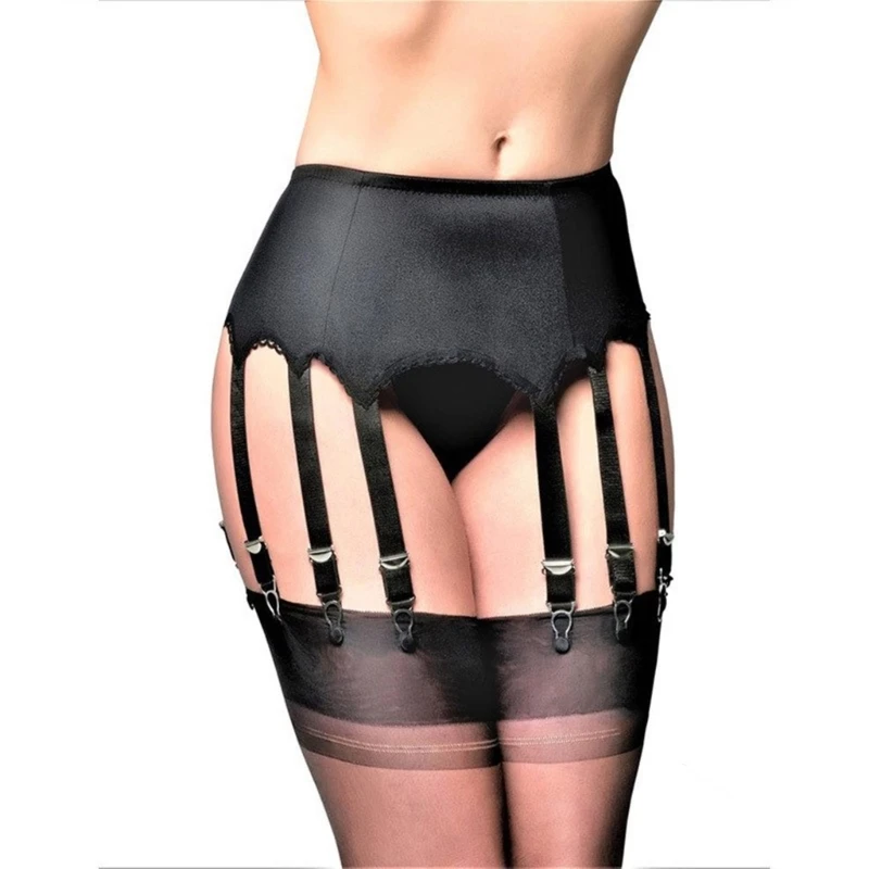 T4MD Damen-Strumpfhalter-Set mit 6 Riemen und Kunststoffclip für Oberschenkelstrümpfe