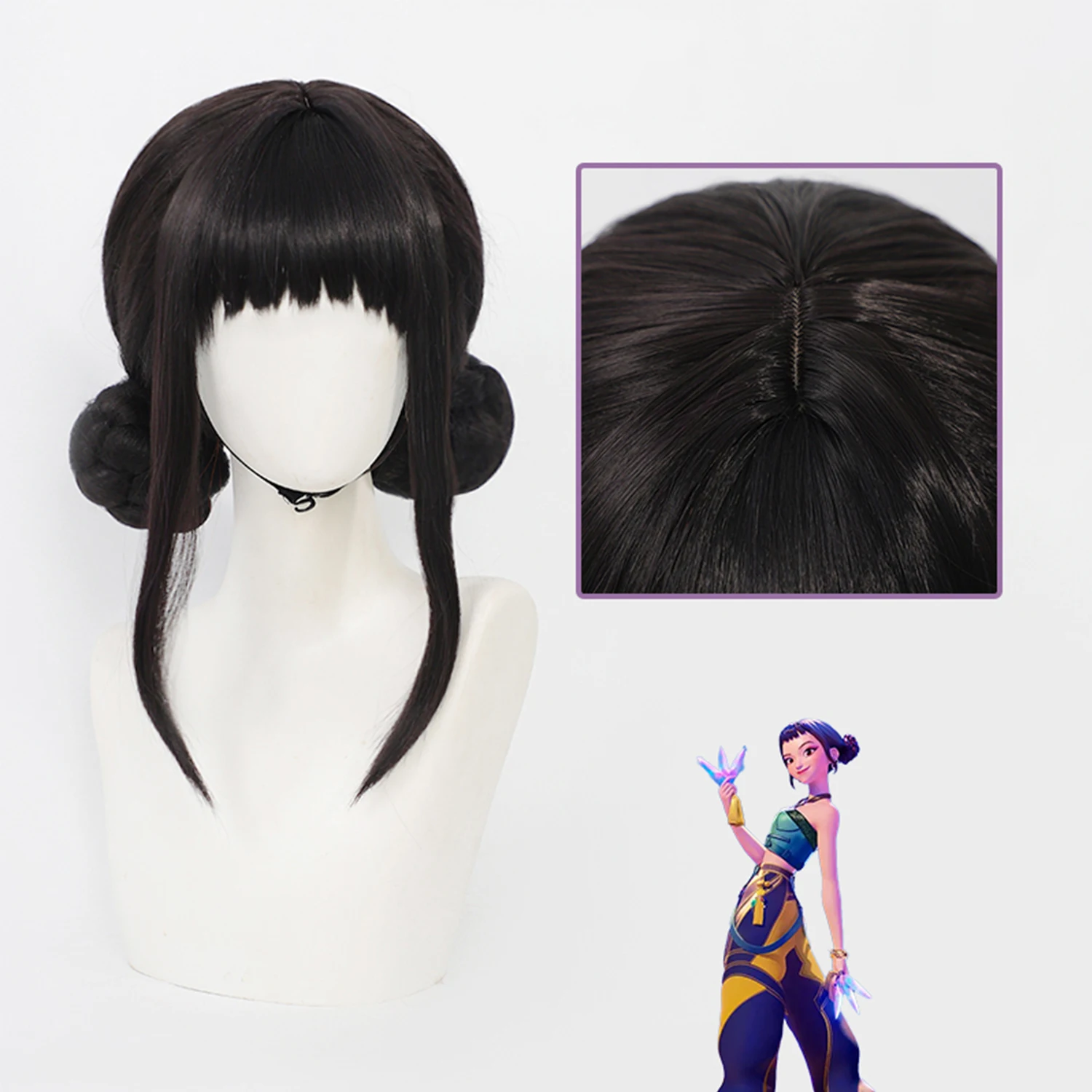 K-pop فتاة مجموعة ميرا زوي رومي شعر مستعار تأثيري فيلم لعب الأدوار شعر مستعار الوردي الأرجواني طويل شعر مستعار اصطناعي شعر مستعار أسود قصير للنساء فتاة #5