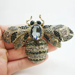 Vintage Multi-style Women's Luxury Bee Crystal Brooch Insect Gothic Style Brooch Pin Pendant Black Crystal Rhinestone Woman