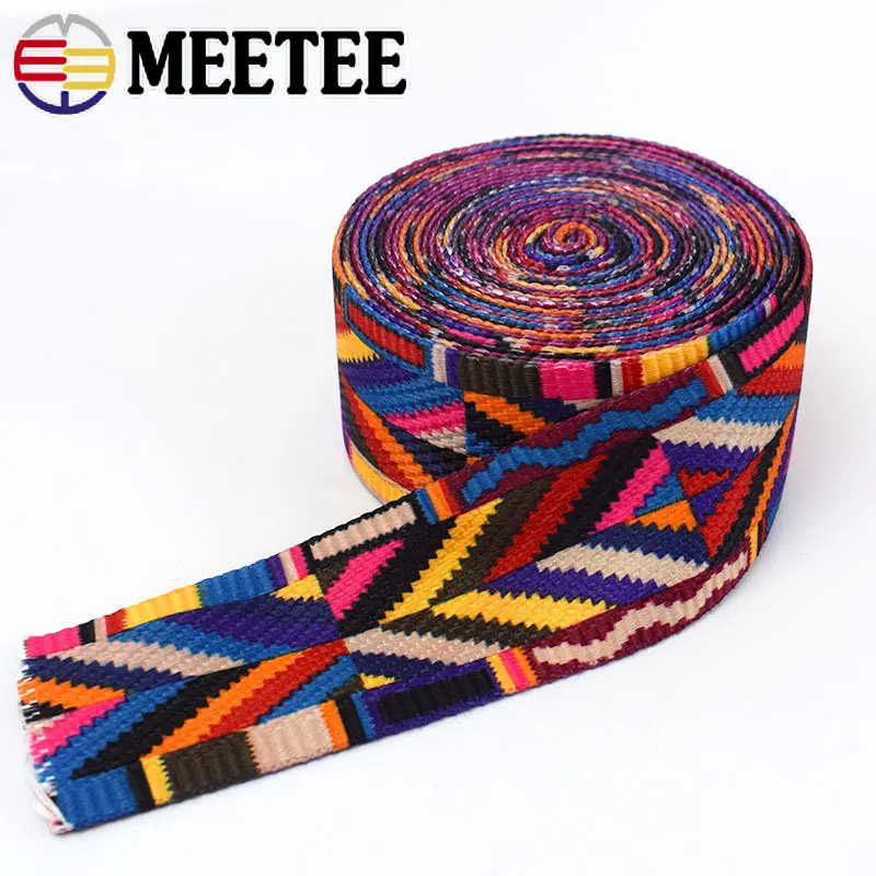 5Meters Meetee 32/38/50mm Polyester Webbing Jacquard Ribbon Bag Straps for Textile Clothing Tapes Decorative Sewing Accessories