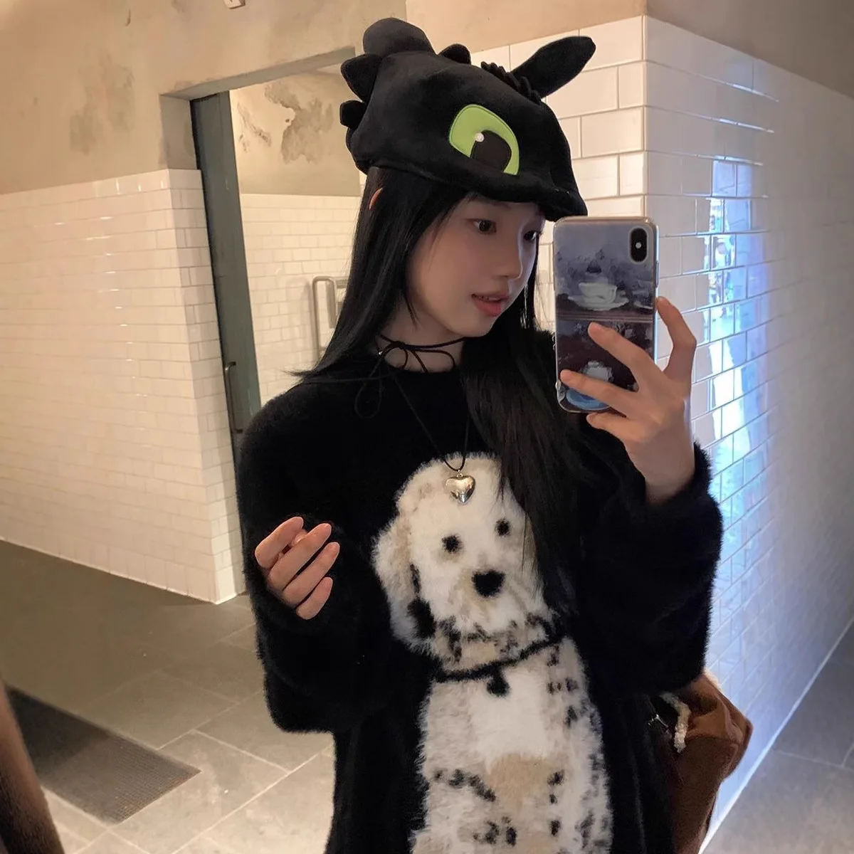 

2025 Puppy Sweater for Women, Autumn and Winter Style, Loose Fit, Versatile Long Sleeve Knitted Top