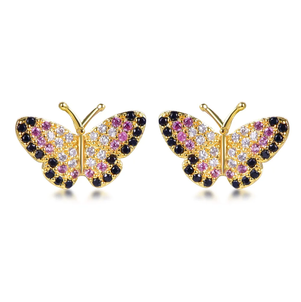 

TKJ JEWELS Elegant 925 Sterling Silver Butterfly 4A Zircon Earrings for Women Fashion Stud Earrings Party Jewelry KE30822