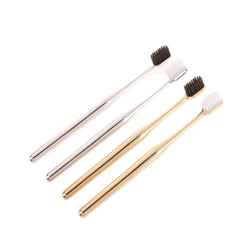 

1Pc Silver Color Dental Brushes Toothbrushes Luxury Soft Toothbrush Men Women Adult Tooth Brush Electroplate Gold