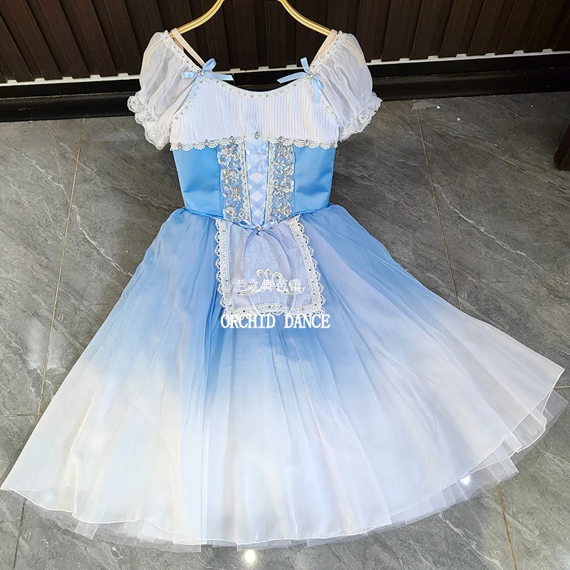 

BT2507042 High Quality Custom Size Kids Girls Ballet Dance Performance Wear Gilsay Blue Long Romantic Tutu Dress