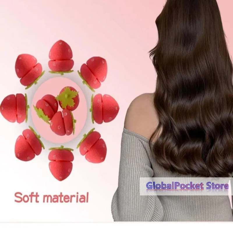 6/12/18/24Pcs Strawberry Curler DIY Sponge Rollers Curlers Bouncy Curling Hair Head Hair Curler Long Hairs Hair Styling Tools
