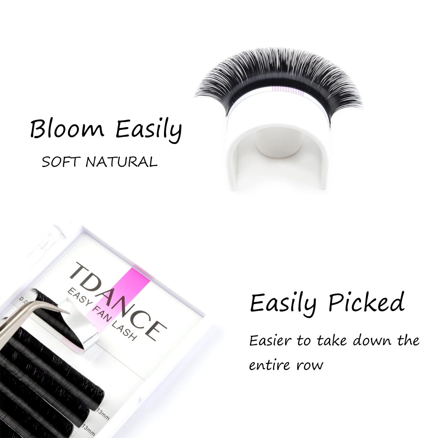 TDANCE 5 Trays/Lot Easy Fan Bloom False Eyelash Extension Austomatic Flowering Fast Self-Making Volume Lashes Makeup Eye Lash