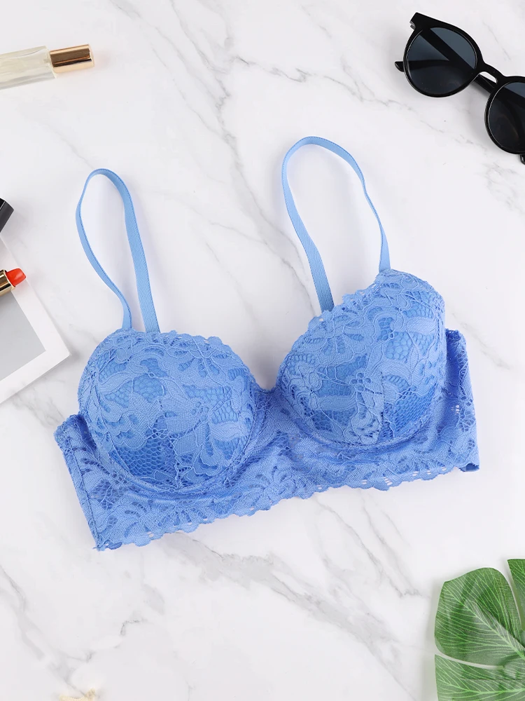 Lace Shaping Women's Bra Thin Mold 5/8 Cup Adjustable Straps Fashion Sexy Gathering Adult Brassiere  B Cup 32B/ 34B/ 36B/ 38B