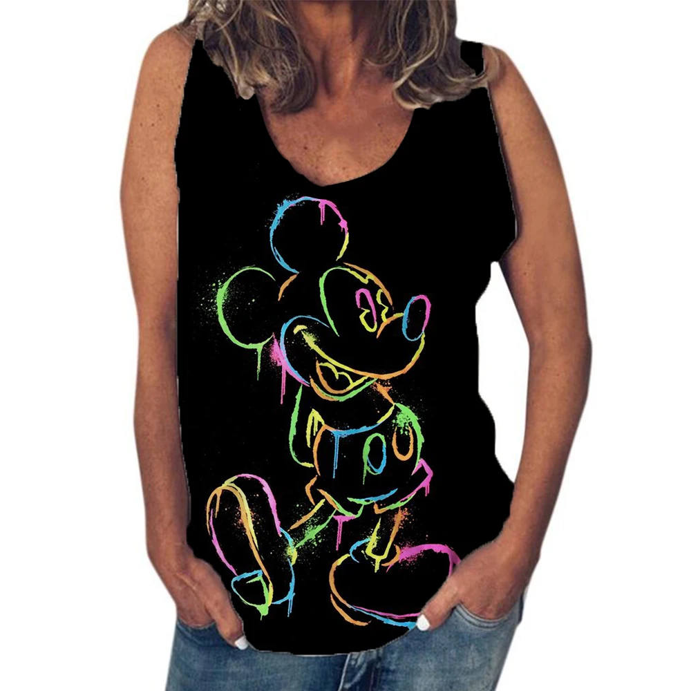 

90s Y2k Women's Sleeveless Shirt Mickey Mouse Tank Top T-shirt Women's Street Clothing Disney Short Top