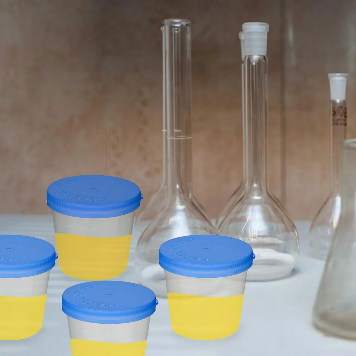 50 Pcs Urine Specimen Cup Sample Cups Testing Accessories with Cover Ovulation Container