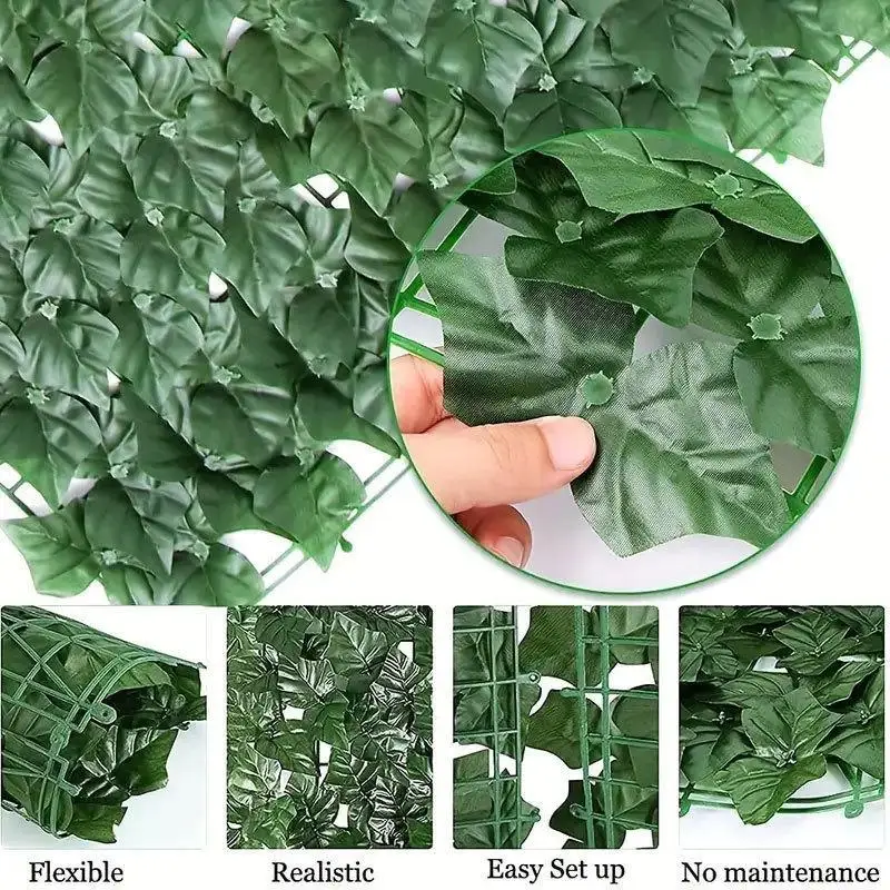 1M/3Meters Artificial Green Leaf Fence Panels Faux Privacy Fence Screen For Home Outdoor Garden Balcony Decoration