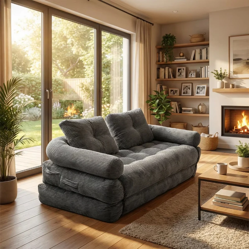 Modern and fashionable living room sofa bed set, environmentally friendly fabric, foldable