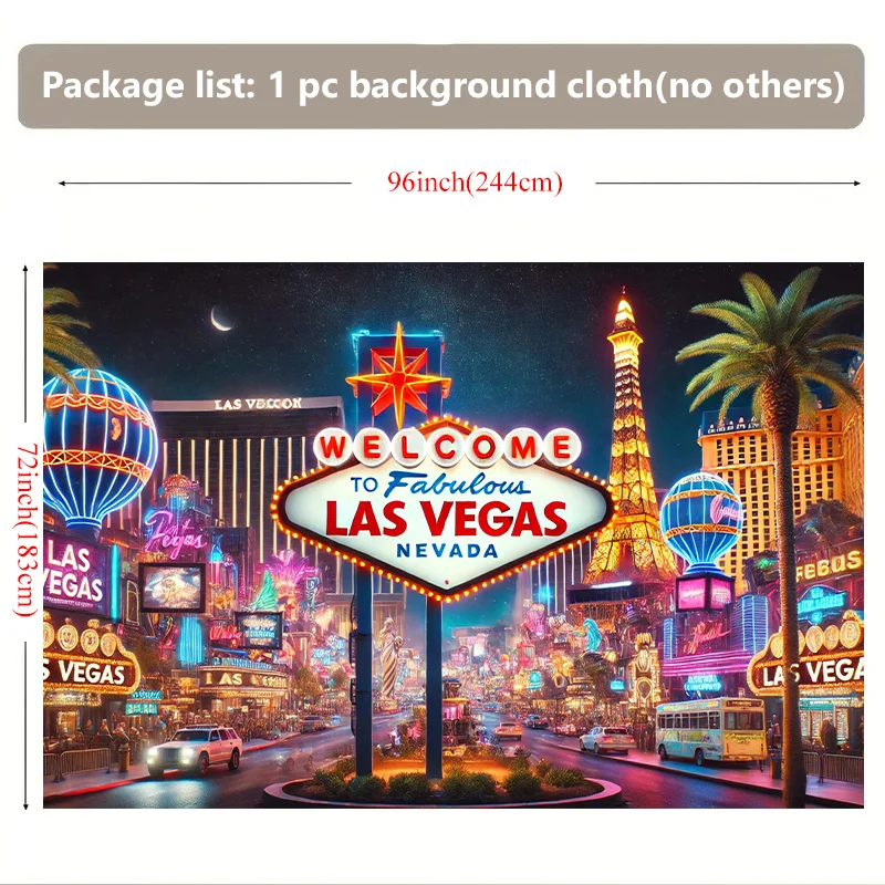 Las Vegas Neon Night Tapestry, Vibrant City Skyline Wall Art for Modern Living Room and Party Decor, Large Size