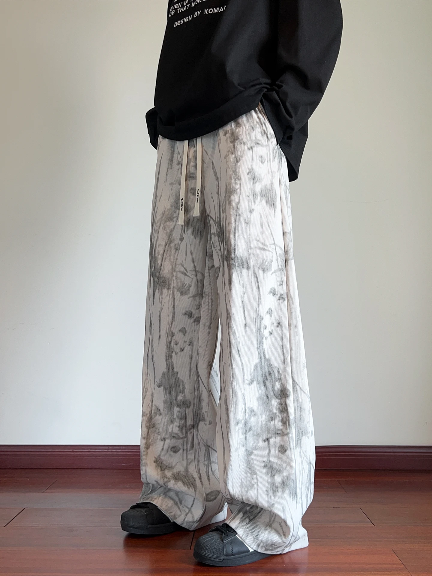 

Мужские повседневные брюки из вельвета с эффектом тай-дай, весна-лето, тонкие, модные, брендовые, струящиеся, высококачественные, свободные, прямые, широкие штанины