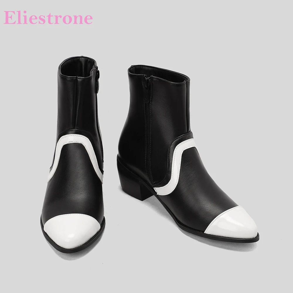 

2025 Новые зимние удобные белые, черные женские ботильоны, разноцветные женские туфли на высоком каблуке, большие размеры 10,3, 46, 48