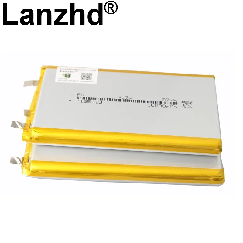 1-20PCS 3.7V Li Polymer Battery 10000mAh Soft package battery Cell For Power Bank Bluetooth Speakers Tablet DVD battery 1165110