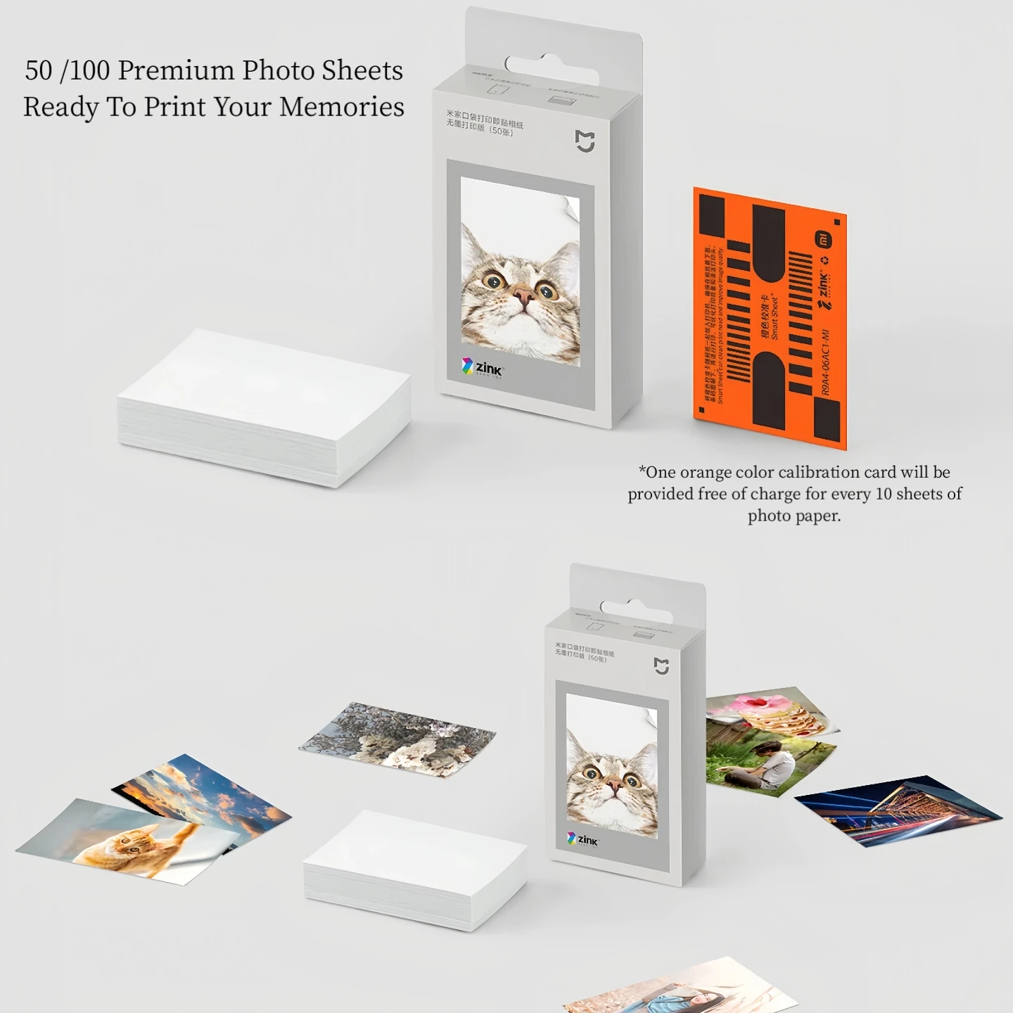 100 Sheets ZINK Photo Paper Self Adhesive Sticker Paper for Xiaomi Pocket Photo Printer Mini Instant Photo Printer Refill Paper