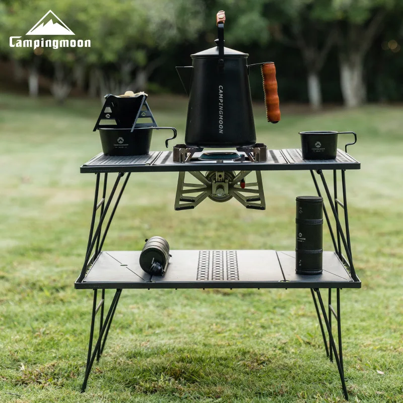 CAMPINGMOON CK-2G Outdoor Camping Double layer Folding Table IGT Stove Table Multi functional Expansion Barbecue Table