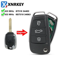 XNRKEY 3 Button Modified Remote Car Key 433Mhz for SsangYong Actyon Kyron Rexton Korando with Uncut Blade 8751034403/K8751034063