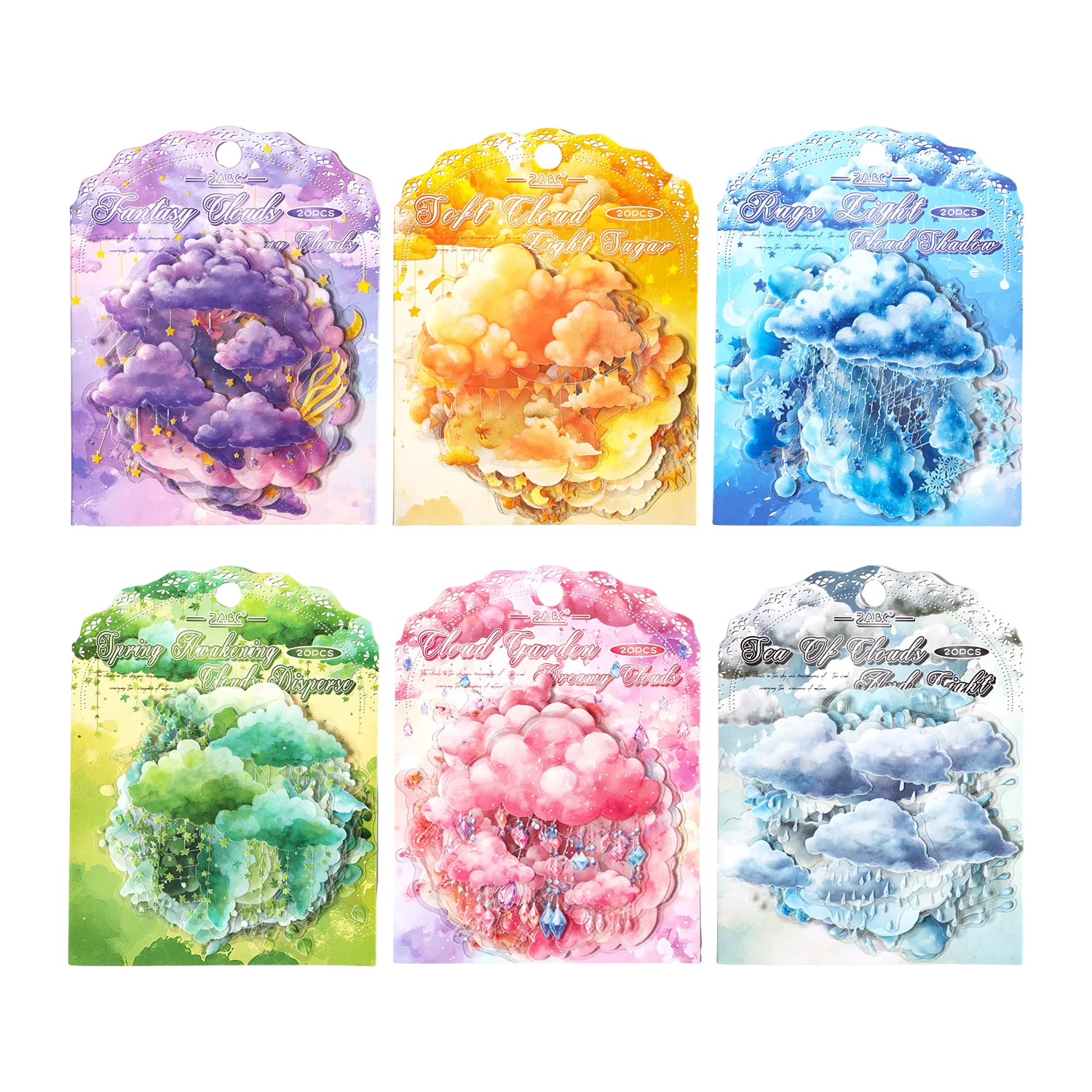 24sets/1lot Kawaii Scrapbook Stickers Dreamy clouds Junk Journal Gold Planner Stationery Sticker Planner Decorative