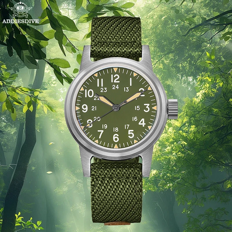 

ADDIESDIVE 2025 NEW Military Watch 36mm Automaic NH35A Mechanical Super Luminous Waterproof Bubble Mirror Glass AD2088 Men Watch