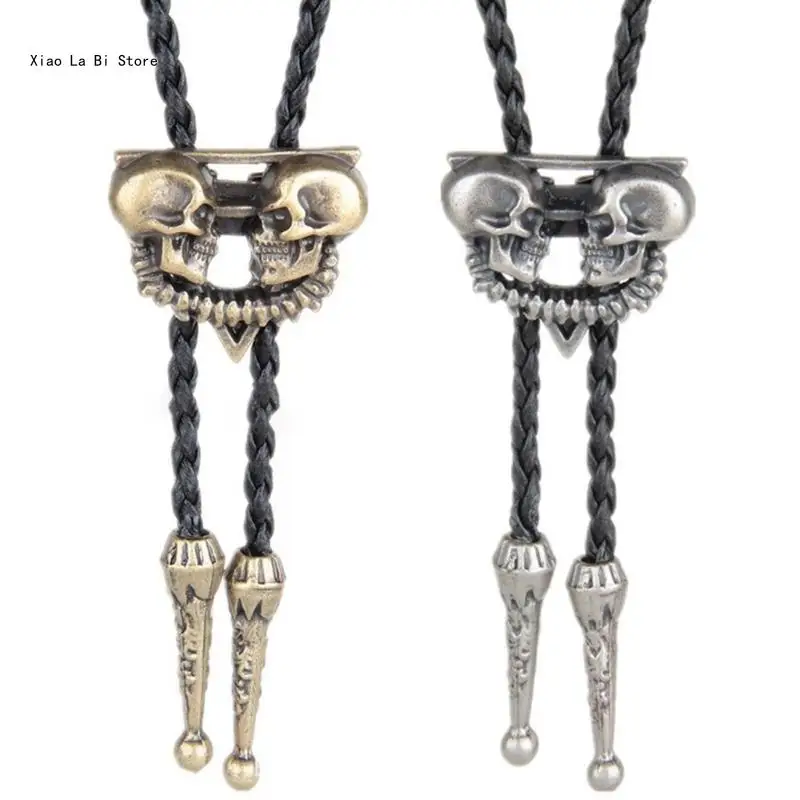 

Alloy Bolo Tie for Men Gothic Skull Bolo Tie Necktie Collar Pendant Western Necklace for Teens Cowboy Rodeos Accessory