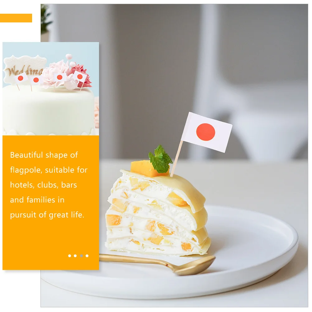 

200pcs Flags Pattern Cupcake Toppers Cake Party Dessert Decorations Fruit Cheese Sandwich Picks Disposable Wooden Flag Sticks
