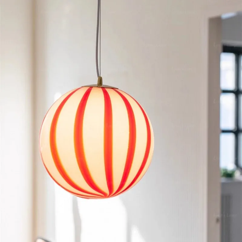 French Creative Glass Candy Pendant Lamps Designer Decor for Living Room Children's Bedroom Decor Round Balloon LED Chandeliers
