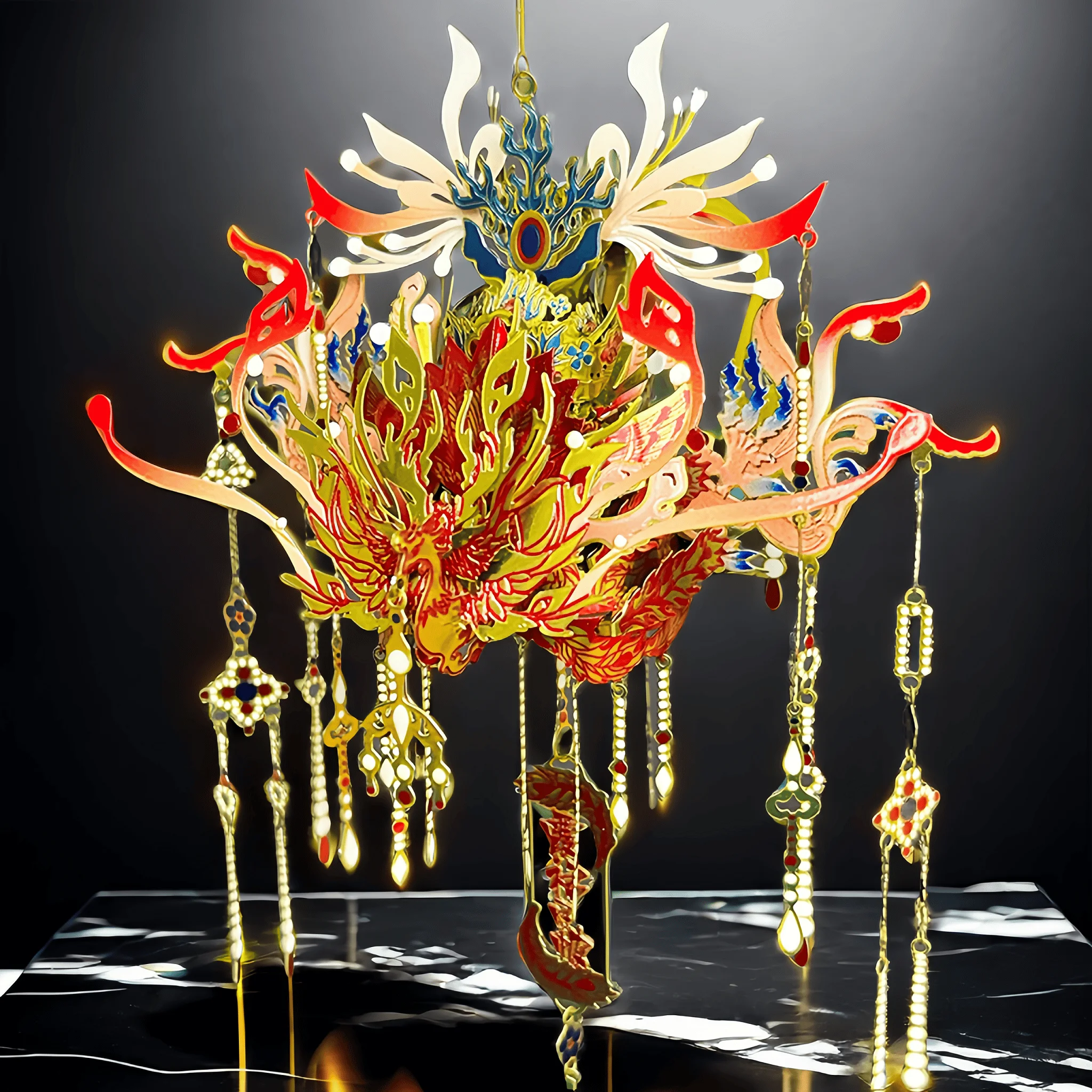 

Beautiful Phoenix Crown Three-dimensional Metal Assembly Model Handmade DIY Adult Decompression Toy Art Gift Ornament Building B