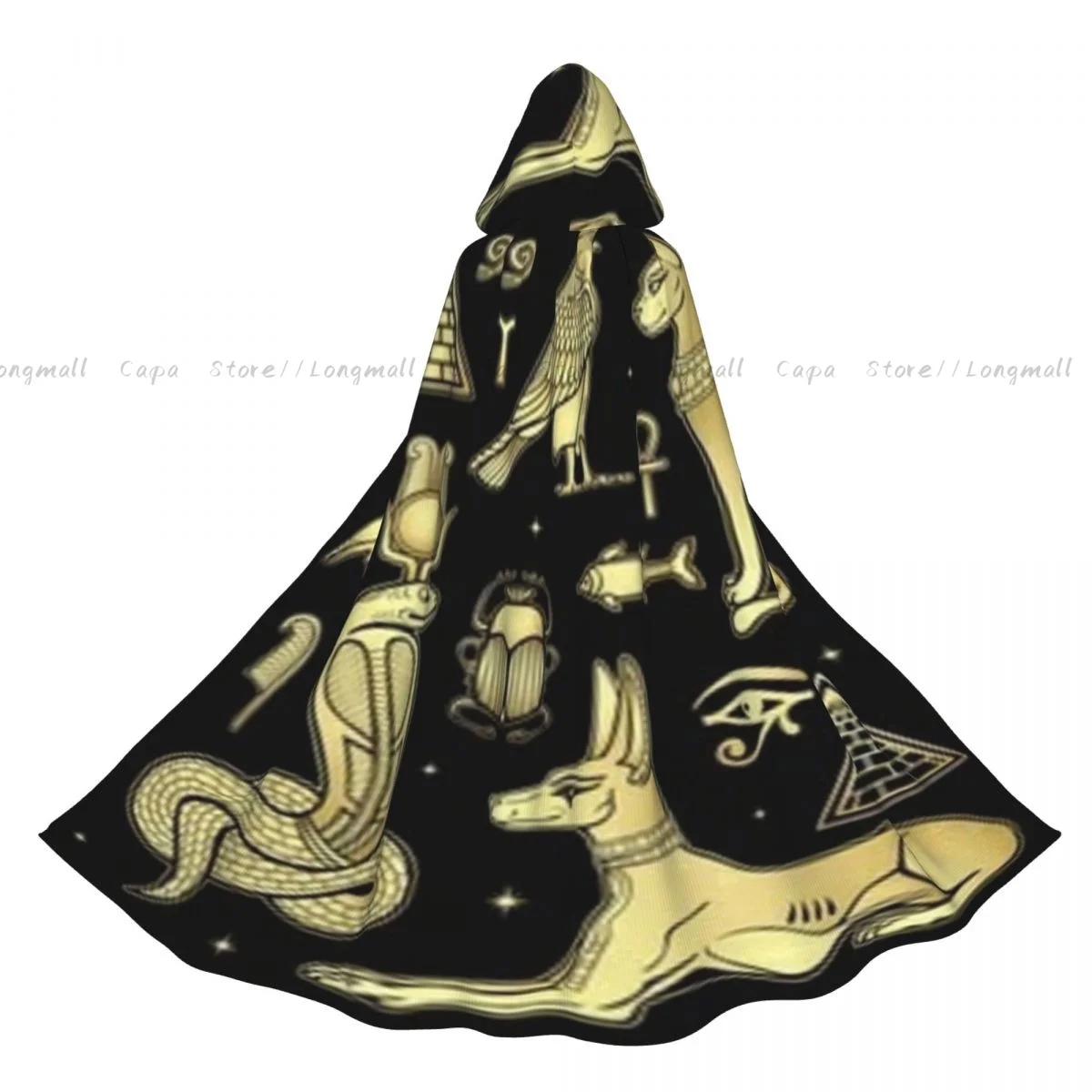 Egyptian Pyramid Ritual Fire God Ra Sacred Falcon Cloak Hooded Cosplay Costume Halloween Adult Long Party Cape