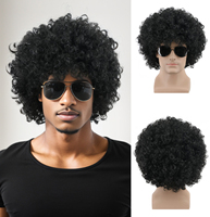 Short Black Men's Afro Curly Wig 70s Disco Afro Wig Synthetic Wig Anime Cosplay Halloween Costume Props