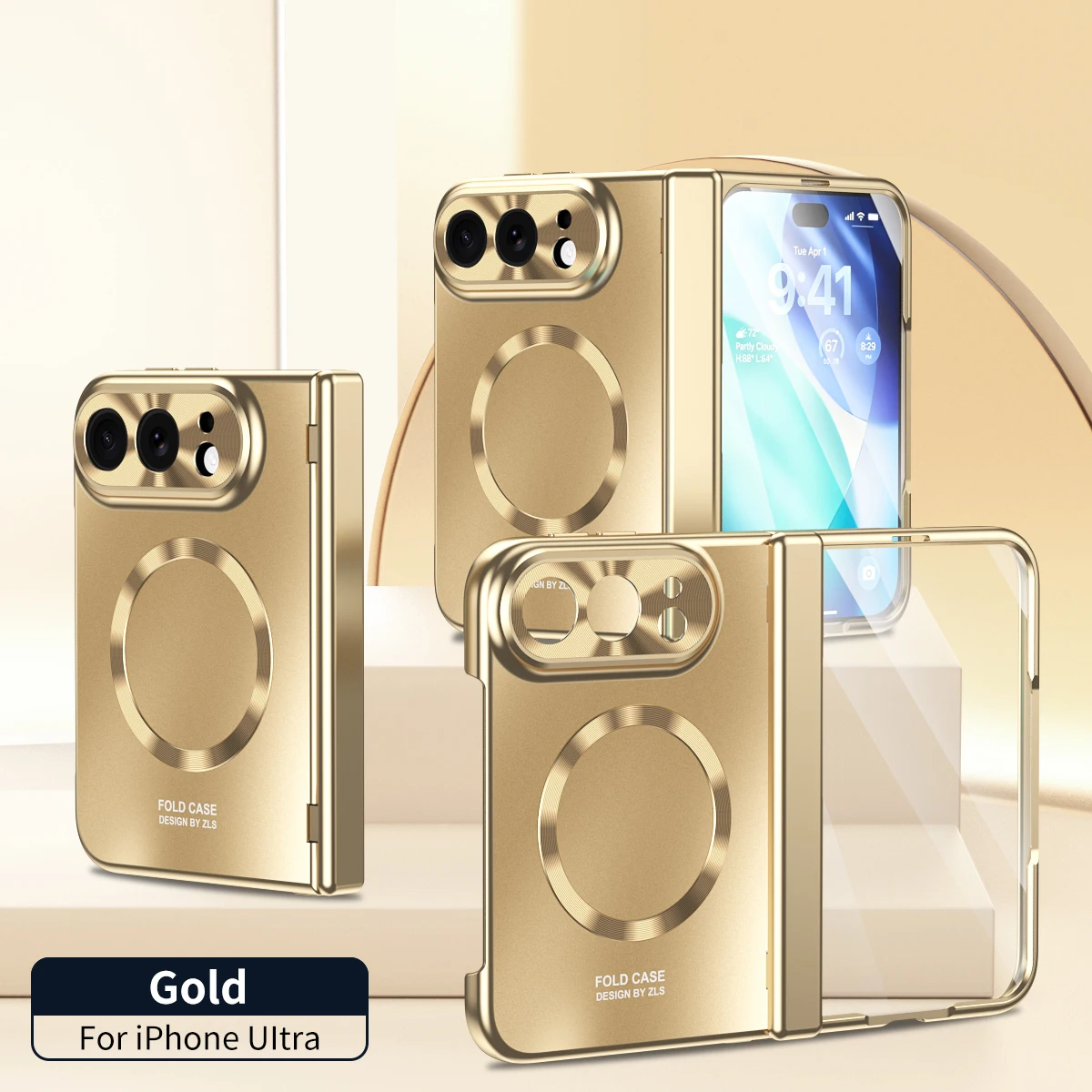 For Iphone Duo Wireless Charging  Electroplated Hinge Lens Protection Tempered Glass Film Anti-Fingerprint Shockproof Cover