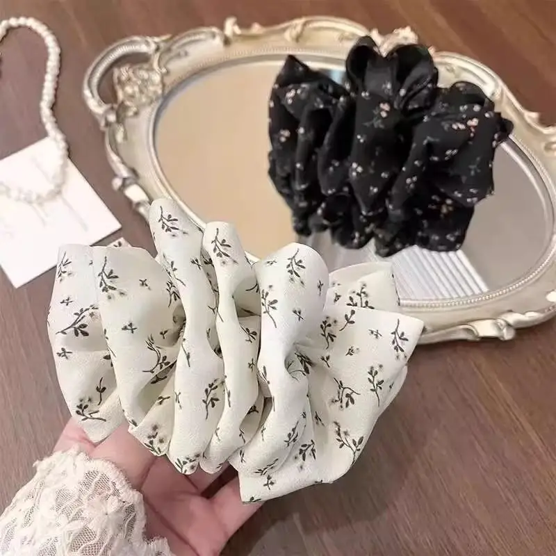 2 Stück gepunktete, plissierte Bananenklammern, niedliche Haarspangen im koreanischen Stil, Pferdeschwanzhalter, vertikale Klammer für Damen – Detail 4