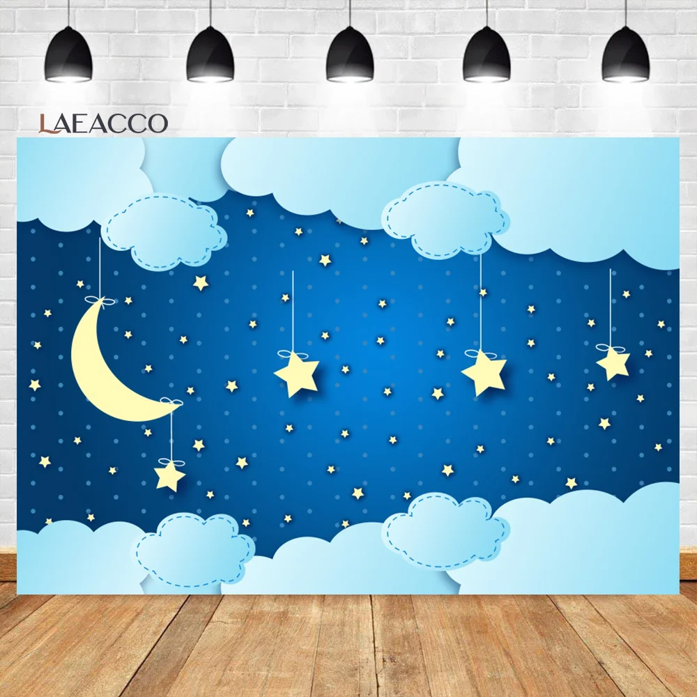 Laeacco Blue Sky Dark Clouds Rain Photography Backgrounds Cartoon Party Photo Backdrops Baby Birthday Portrait Photophone Props