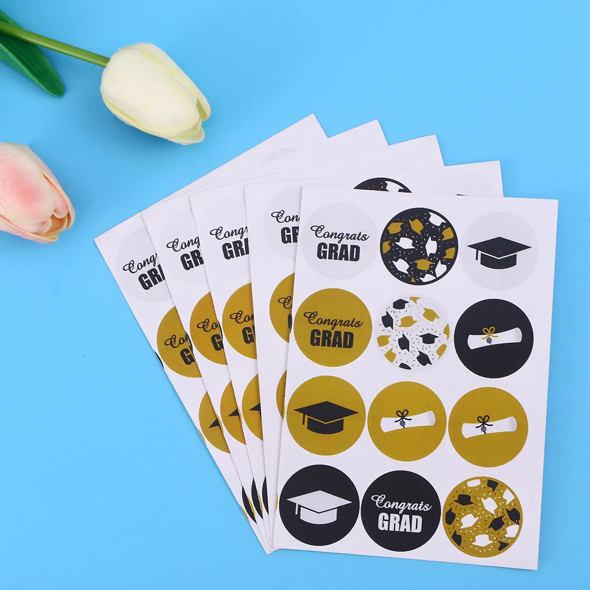 

240Pcs Certificate Decor Sealing Stickers Graduation Theme Round Labels Sticky Handmade Decals for Notebook Furniture Parcel