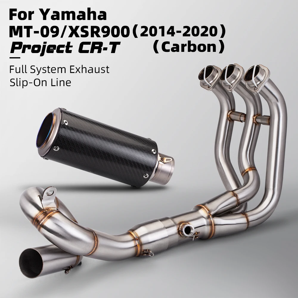 Slip On For MT-09 FZ-09 FJ09 MT09 2014-2020 Motorcycle Titanium alloy Exhaust Escape Systems Modify Front Link Pipe 51mm