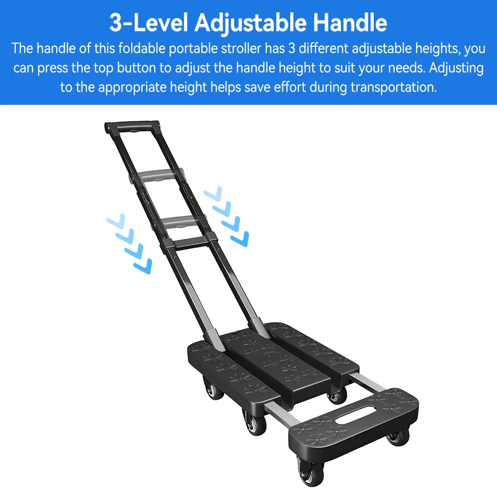 Opvouwbare platformwagen Handzak Vrachtwagen Trolley Transportkar Heavy Duty 270KG