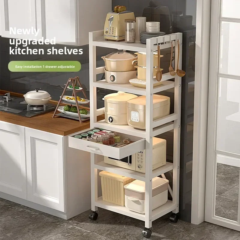 

Minimalist Kitchen rack Floor-to-ceiling multi-layer crevice storage rack Oven microwave oven with drawer storage rack