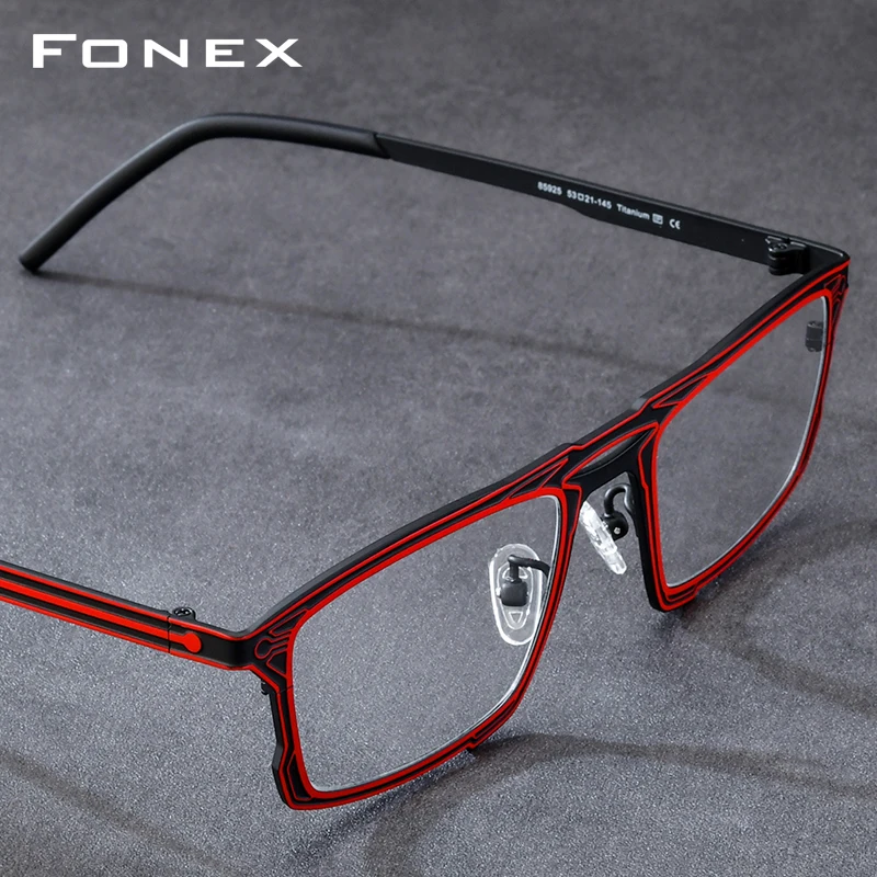 FONEX Pure Titanium Eyeglasses Frame Men 2026 New Brand Design Square Glasses Japanese Oversize Ultralight Eyewear 85925