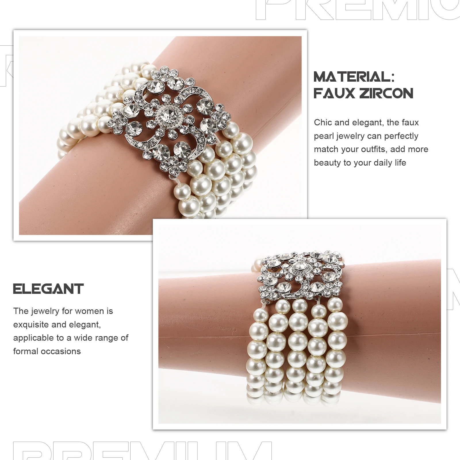 

1Set Pearl Necklace and Earring Set Faux Pearl Bracelet Layered Jewelry for Women Special Occasion Gift Necklace Sets for Women