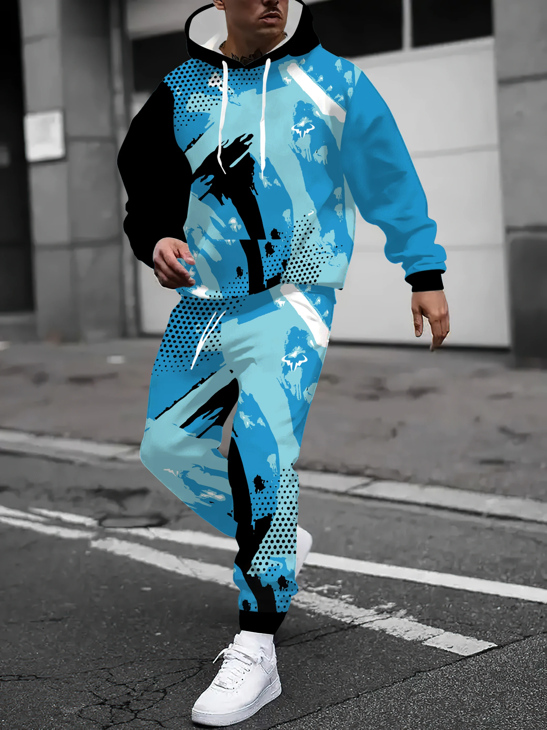 

Новый комплект мужской толстовки на весну и осень 2024 года – это удобно мягко повседневно и особенности катания на роликовых коньках с 3D-принтом.